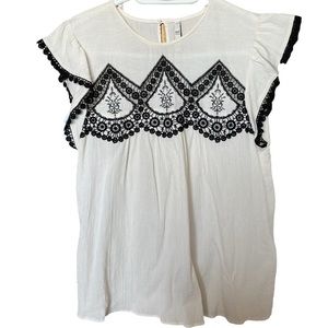 ZARA TRF COLLECTION EMBROIDERED RUFFLE TOP